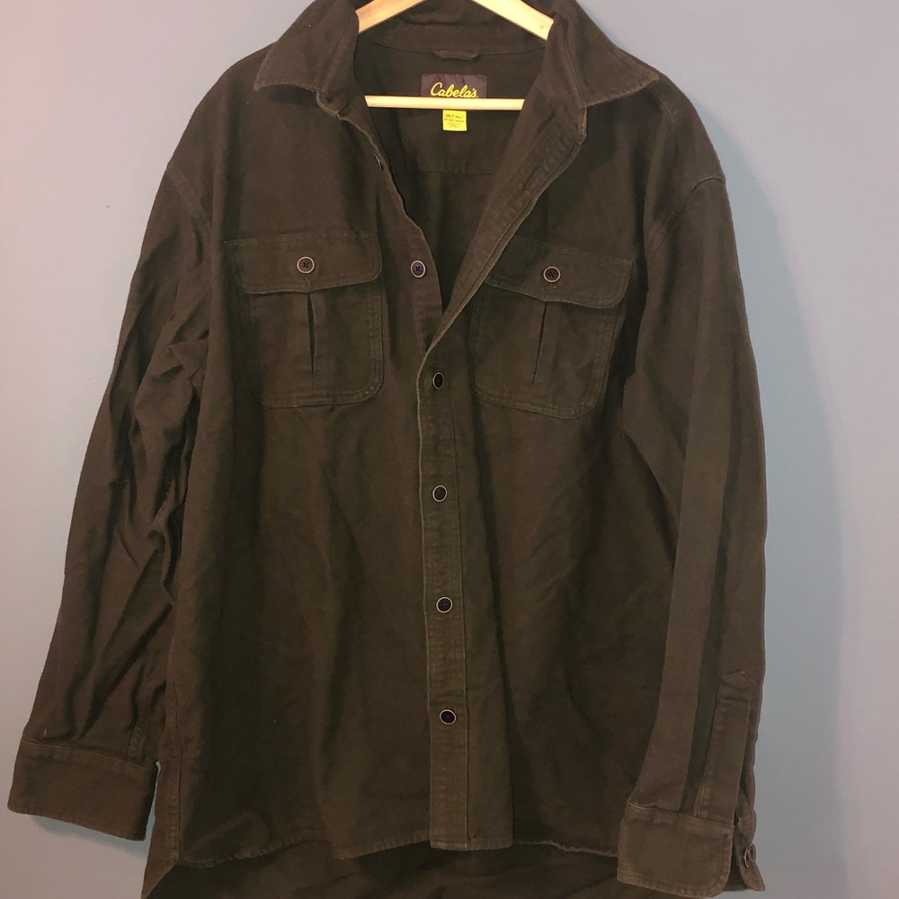 Cabela’s Chamois Olive Green XXLT 2XLT Men's Button Up heavy warm shirt